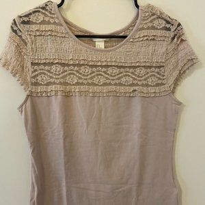 Women's H&M purple/grey size medium lace top t-shirt